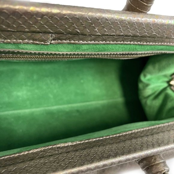 Bottega Veneta - Silver Iridescent Python Skin Top Handle Shoulder Bag - Picture 4 of 16